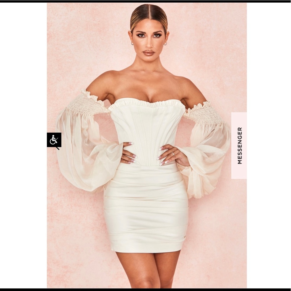 House of CB Cream Off-Shoulder Corset Mini Dress